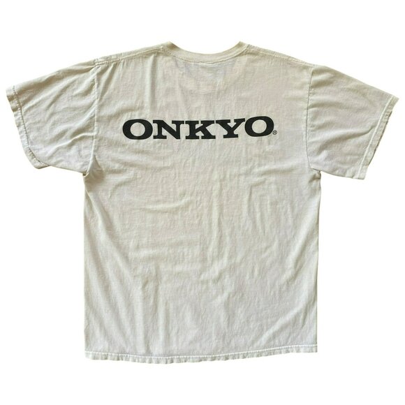 Vintage JERZEES Gibson Guitar ONKYO Stereo T shirt Mens M L 1990s Y2K RARE! - Picture 9 of 9